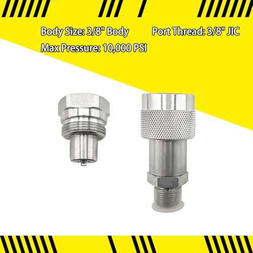 Image of 3 /8 inch NPT Hydraulic Quick Connect and Disconnect Coupler Set,3 /8 inch Body Replacement for Enerpac C-604 Parker 3000, Heavy-Duty Carbon Steel Male and Female Coupling
