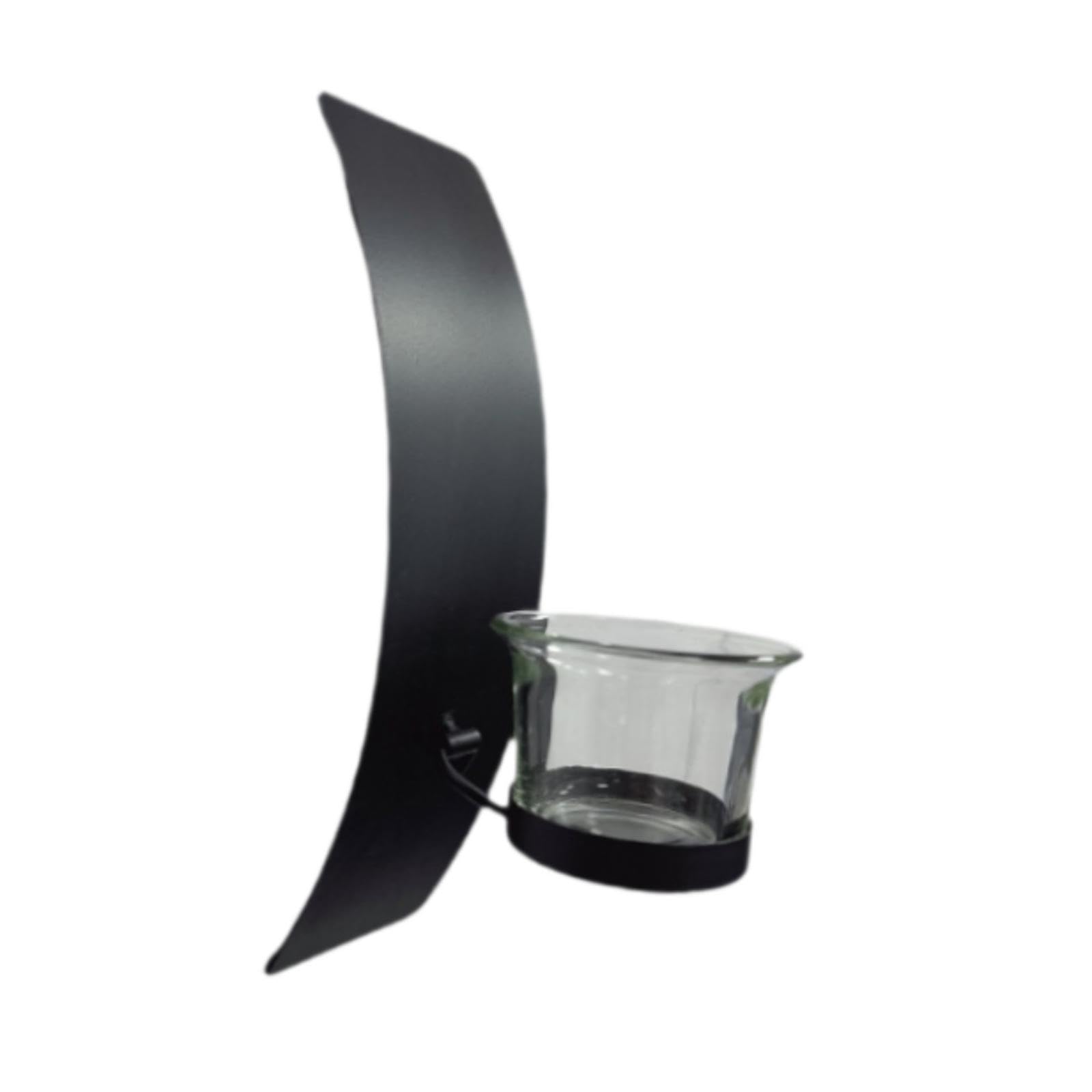 Fenteer Wall Iron Art Candle Holder Modern Creative with Glass Cup Wall Decor Candle Sconce for Home Fireplace Dining Room Decoration