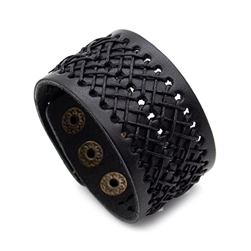 Punk Rock Adjustable Bracelet Braided Wide Leather Wristband Arm Cuff Bracelet