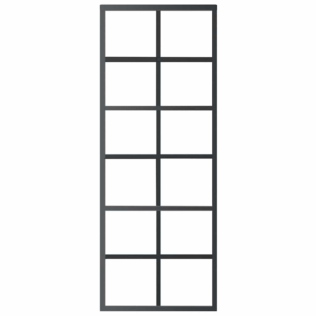 Genérico Puerta corredera ESG Vidrio y Aluminio Negra 76x205 cm,Bricolaje,Materiales de construcción,Puertas-151017