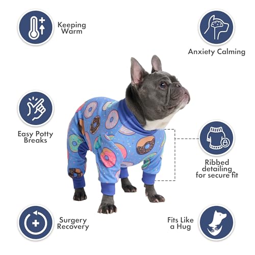 Image of Spark Paws Dog Pajama, Dog Recovery Suit Male, Onesie, Ultra-Soft and 4-Way Stretch, for Small Medium and Large Breeds - Donuts - 3XL