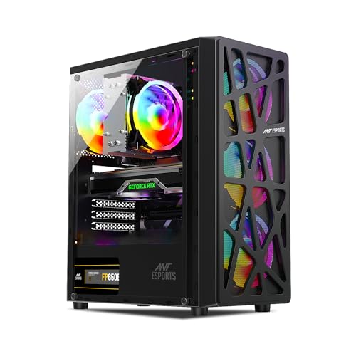 Ant Esports Elite 1100 Mid-Tower Computer Case/Gaming Cabinet – Black | Support ATX, M-ATX, ITX | Pre- Installed 3 x 120mm Front and 1 x 120mm Rear Rainbow Fans Ant Esports Elite 1100 Mid-Tower Computer Case/Gaming Cabinet – Black | Support ATX, M-ATX, ITX | Pre- Installed 3 x 120mm Front and 1 x 120mm Rear Rainbow Fans