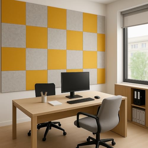 Image of MMT Acoustix Premium Felt Acoustic Panels for Offices, Bedrooms & Studios | Sustainable PET Felt Panels for Echo Reduction & Sound Absorption | 1x1 Ft, 9mm Thick | Harvest Exceptional - Pack of 16