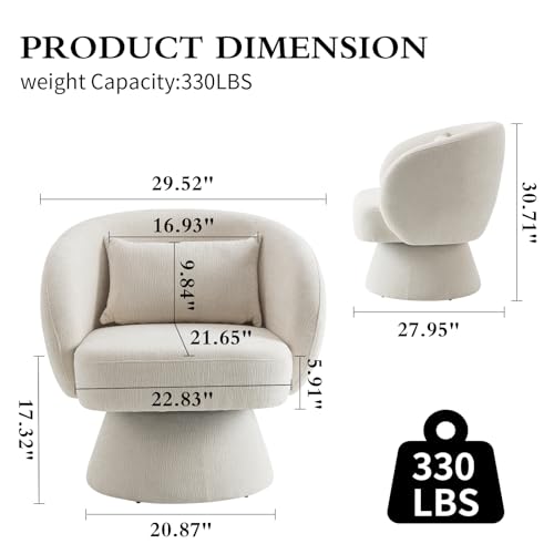 Sillón giratorio terciopelo suave beige miniatura 2