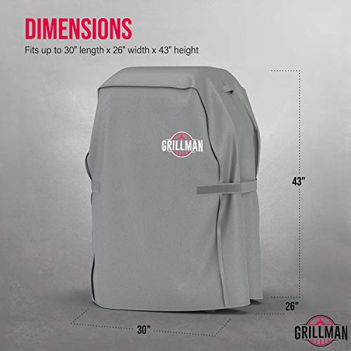 Grillman Barbeque Grill Cover Cover fits Weber BBQ Cover, Brinkmann, Outback and More - Small BBQ Cover Waterproof, Rip-Proof, UV Resistant, Heavy Duty Barbecue Cover (152 x 71 x 112 cm), Grey