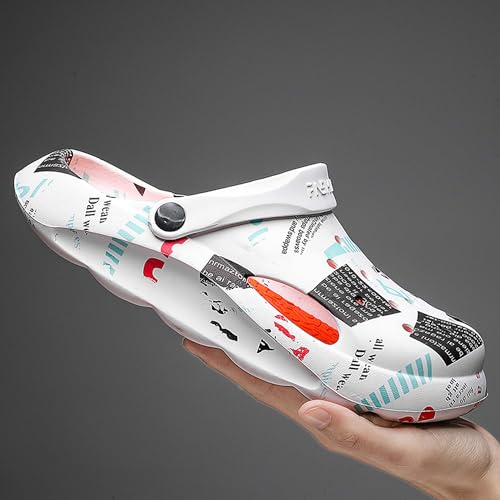 Unisex Sandals Summer Outdoor Breathable Perforated Shoes with Adjustable Straps Lightweight Non Slip Sole Beach Shoes(White,9.5)4