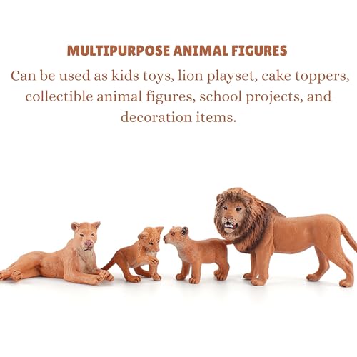Image of Wildlife Lion Animals Toy for Kids | 6 PCS Realistic Safari Sher Animal Toys Lion Family Action Figurine Model Playset for Boys & Girls Birthday Gifts for Children Education | Decoration Items