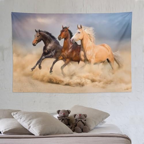 Tapisserie murale cheval 3D 150x230 cm pour décoration de salon
