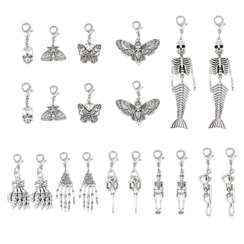 Dijes de calavera de esqueleto en aleación de estilo tibetano con acabados detallados vintage