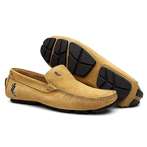 Mocassim Masculino Couro Sapato Casual - Mostarda - 39