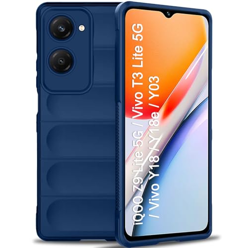 Image of TheGiftKart Liquid Silicon Back Cover Case for iQOO Z9 Lite /Vivo T3 Lite 5G / Y18 /Y18e /Y03 /Y28s /Y37 | Shockproof Military Grade Protection | Micro-Fibre Cloth On Inside | Anti-Slip Grip (TPU, Blue)