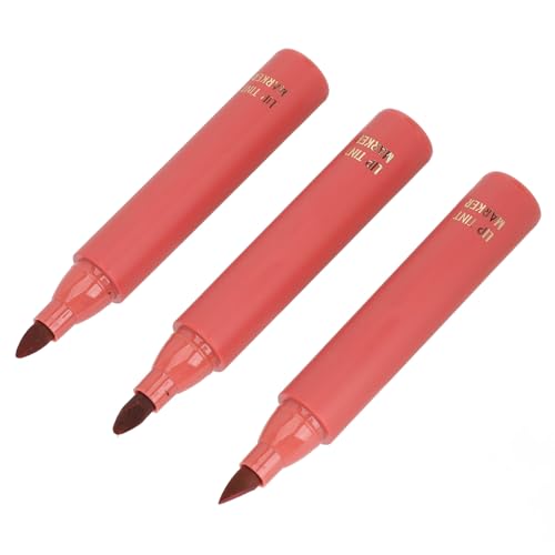 Lip Stain Marker Pen Set, 3 Stücke Lip Tint Marker 0,1 Unzen Langlebig Wasserdicht Tragbare Feuchtigkeitsspendende Matte Lip Stain Marker Stift Natürlich Definierend Lippenkonturenstift Lippen MakeUp
