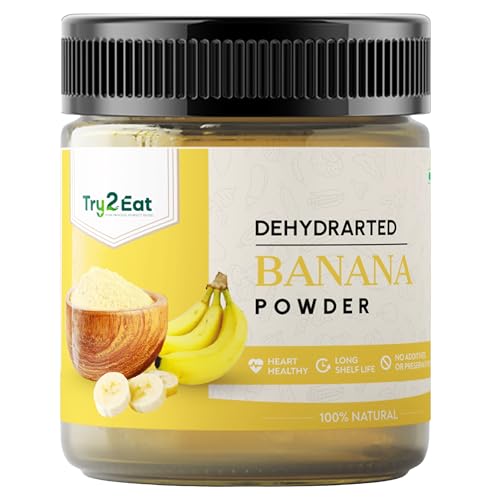 TRY2EAT Banana Powder 100g | 100% Natural, Pure & Sun-Dried | No Added Sugar or Preservatives | Rich in Potassium & Fiber | Ideal for Smoothies, Baby Food, Baking & Health Drinks | Boosts Energy & Immunity | Gluten-Free, Vegan & Chemical-Free Banana Powder for Daily Nutrition