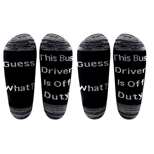 LEVLO Funny School Bus Driver Gift Guess What This Bus Driver Is Off Duty Cotton Socks Off Duty Socks