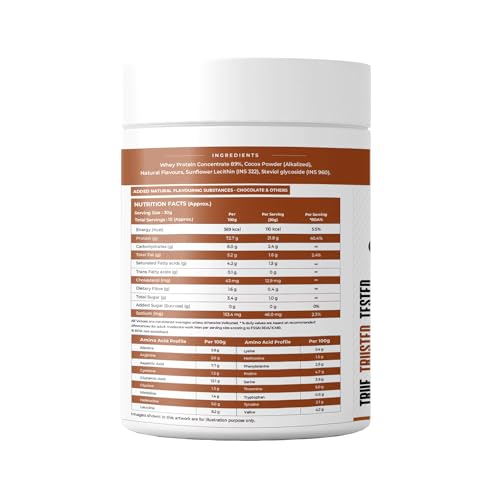 Image of NATURALTEIN Natural Whey Protein Concentrate Chocolate - 300 g | 21.8 g Protein per 30 g Serving | Naturally Flavoured | No Artificial Sweeteners | Soy-Free, Gluten-Free & Easy to Digest