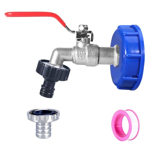 HAFRILY 3/4 IBC Tank Fittings Leakproof Brass IBC Hose Adapter for S60X6 Water Storage Tank Tap Garden Hose Connector Replacement Valve Fitting Parts
