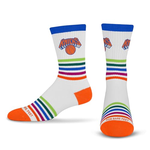 For Bare Feet - Officially Licensed NBA Flavor Team Color Crew Socks - New York Knicks (US Alpha Medium Regular Regular)