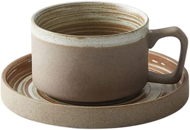 Japanese Ceramic Cappuccino Coffee Cup And Saucer Set Handmade Pottery Mug(D)