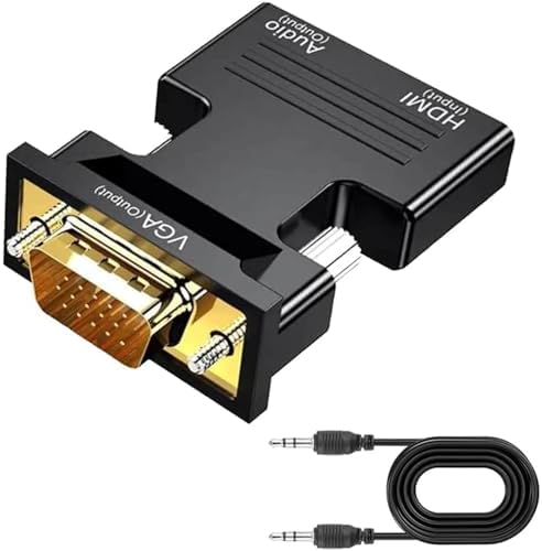 HDMI to VGA, Gold-Plated Adapter (Female to Male) for Computer, Desktop, Laptop, PC, Monitor, Projector, HDTV, Chromebook, Raspberry Pi, Roku, Xbox and More - Black