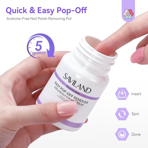Image of SAVILAND Essentials Nail Polish Remover: Non Acetone Nail Polish Remover Pot Quick & Easy Pop-Off Exclusively for Regular Nail Polish Gentle Removal Beginner-Friendly Nail Care Tool 80 ML