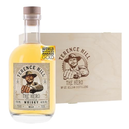 Terence Hill Whisky Geschenk Box - The HERO - [MILD 46% Vol 0 7l] Deutscher Premium Whiskey aus ausgewählten Fässern - Bud Spencer und Terence Hill Fanartikel - Whisky Geschenke für Männer