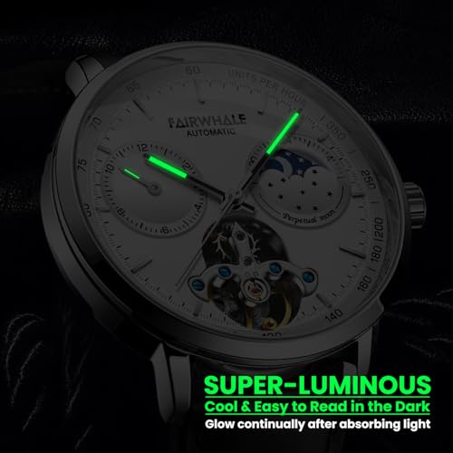 Image of WeCool Fairwhale Automatic Mechanical Watch for Men Luxury Skeleton Analog Men's Watch 50M Waterproof Luminous Unique Cool Wrist Watchs | Best Gift for Males