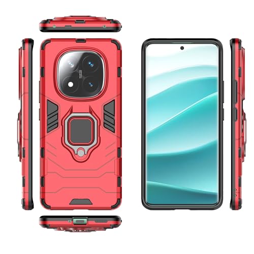 ϏՌgѓdbP[X Xiaomi Redmi Note 14 Pro Plus 5G dbP[XAXP[XX^hLbNX^h PC & TPU Jo[ƃz_[ƌ݊܂(Red)