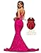 Tvuyet Gitter Red Prom Dresses for Women Mermaid Sequin Backless Evening Gown Long Bodycon Red Prom Dress with Train Red 8
