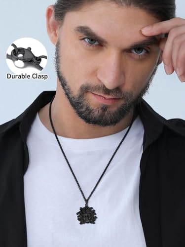 FaithHeart Greek Poseidon/Medusa Pendant Necklace for Men Women, Silver/Black/Gold Stainless Steel Ancient Greece Protection Necklace Mens Amulet Jewelry - Image 3