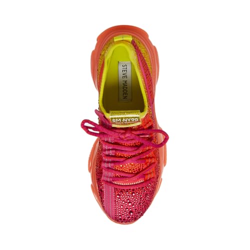 Steve Madden Women's Maxima Sneaker, Fuchsia Ombre Rhinestone, 9.5