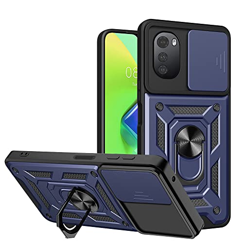 ESTH® Coque pour Motorola Moto E32/E32s/G22 avec Lentille Coulissante Couverture et Support Rotatif, Anti-Chute Étui Housse Compatible avec Support De Voiture Magnétique, Bleu