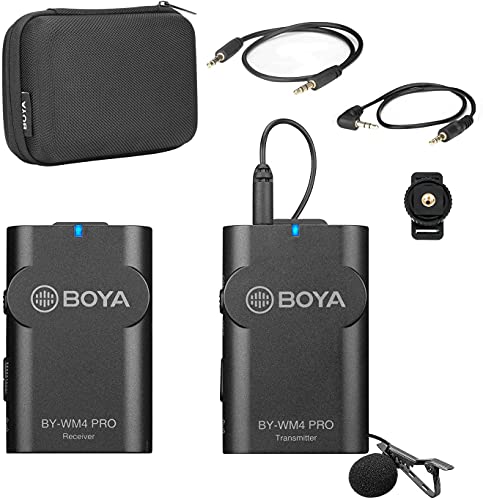 Microphone sans fil Audio Recorder，BOYA BY-WM4 Ⅱ Sans Fil Micro-cravate Système Compatible pour Canon Nikon Sony Panasonic DSLR Caméscope Appareil iphone android smartphone