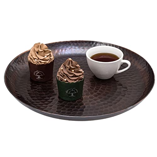 Mygift KIT3129CPV 13 Inch Vintage Copper Tone Hammered Metal Round Vanity Tray thumb #3