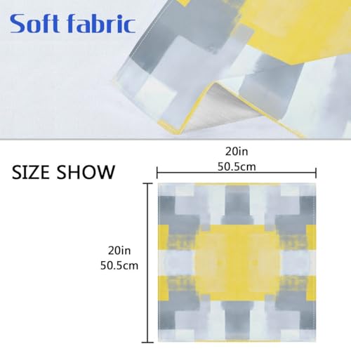 Servilletas de Tela Abstractas de Arte Gris y Amarillo Pack de 6 miniatura 5
