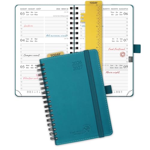 POPRUN Agenda 2026 2027 Piccola 16 x 10,5 cm, Agenda
