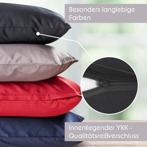 Blumtal Mako Satin Bettwäsche 200x220 Set & 2X 80x80 cm Kissenbezug Schwarz - Oeko Tex Zertifizierte Satin Bettwäsche aus 100% Baumwolle… – Ansicht 5