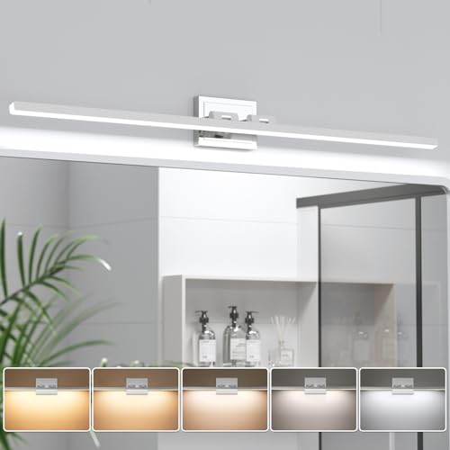 Image of VOLISUN Modern Bathroom Vanity Light 48 inch, Rotatable, 30W Dimmable 5CCT Led Bathroom Light Fixture Over Mirror, Chrome Vanity Light for Bathroom Mirror Cabinets-ETL Certificated