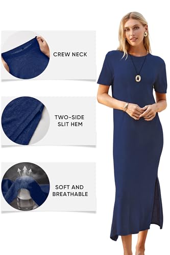 Image of Arach&Cloz Women's Wool Blend Lightweight Spring Casual T Shirts Maxi Dress 2026