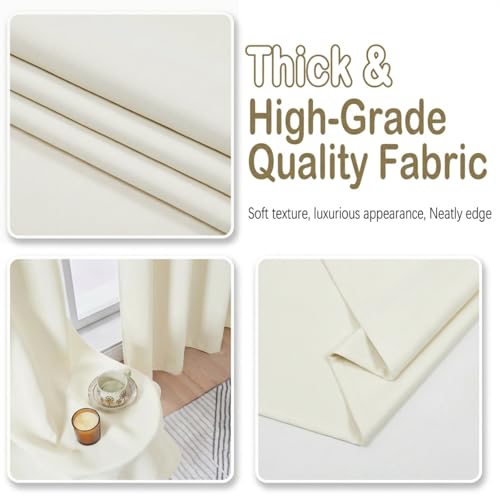 Image of Light Beige Short Curtains for Bedroom 54 Inch Length 2 Panels Set, Light Filtering Thermal Insulated Soft Window Curtains, Dual Rod Pocket Drapes for Living Room, 2x40Wx54L Inches