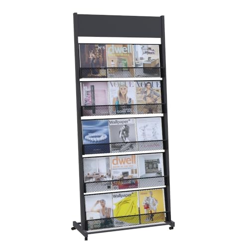 BPT prospektständer 5-Lagen und 3 DIN A4 Breite zeitungsständer Öffentlicher Empfangsbereich prospekthalter mit Rädern
