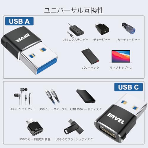 ENVEL ENVEL USB Type-C 変換アダプタ 4パック USB 3.0 10Gbps USB Cアダプタ OTGコンバーター の商品画像 5