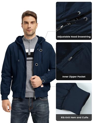 Image of BGOWATU Men's Cotton Work Jacket Insulated Flannel Lined Active Winter Coat with Utility Pockets