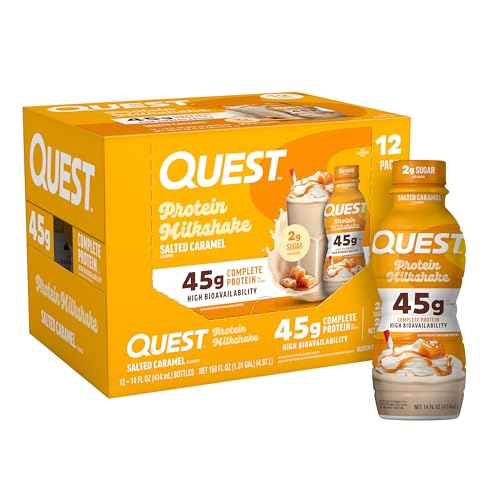 Image of Quest Nutrition Salted Caramel Flavored High Protein Shake, 45g Protein, 2g Sugar, 2g Net Carbs, Ready to Drink, Gluten Free, 12 Count