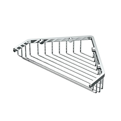 Gatco 1497 Corner Shower Basket Organizer, Wall Mounted Stainless Steel Shower Caddy Shelf for Tub and Bathroom Storage, Chrome Finish, 9.25 Inch