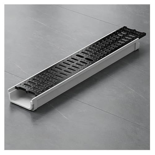 Trench Drain SMC Resin U-Shaped Rain Gutter For Patio & Courtyard, With PE Polymer Removable Grating Cover, Easy To Install(23.6x3.9x3.9 in)