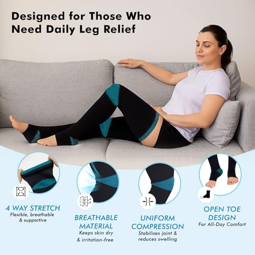 Image of Flamingo Premium Varicose Vein Stockings | Medical Compression Stockings for Varicose Veins & Swelling | Compression Socks for Men & Women | Size - Small | 1 Pair |