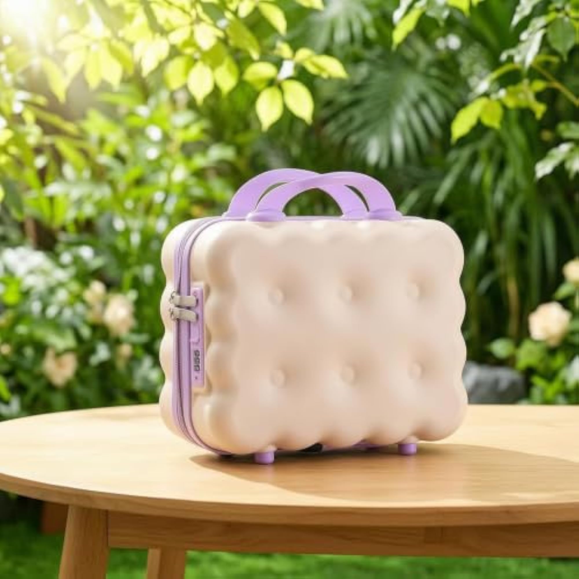 Compact Portable Suitcase-Style Storage Case, Pink-Green