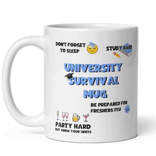 Confidently Quirky - University Survival Mug Funny University Mug Student Good Luck Gift First Year At University University Moving Out Congratulations A Level Results Gift
