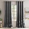 PONY DANCE Dark Grey Velvet Curtains 52x84 Inch - Eyelet Top Thermal Insulated Soundproof Blackout Curtains for Living Room/Bedroom/Patio Door, Luxury Velvet Panels Set of 2