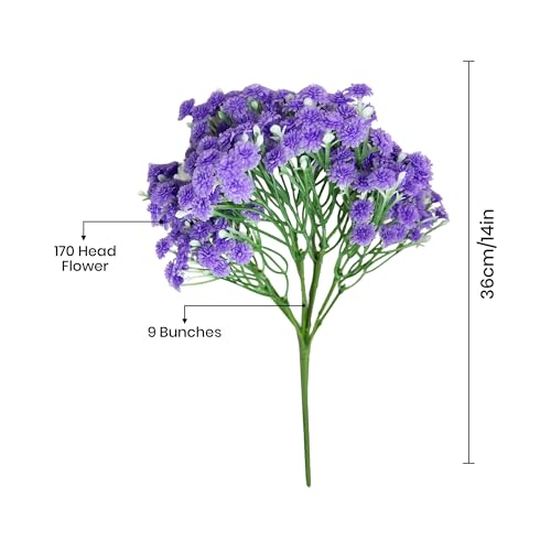 Image of Art Street Babys Breath Purple Flowers Artificial Gypsophila Bouquets Flowers, New Year Mothers Day Gifting, Faux Flowers for Vases | Decoration Items for Living Room| Set of 3 (Size: 14 Inch)